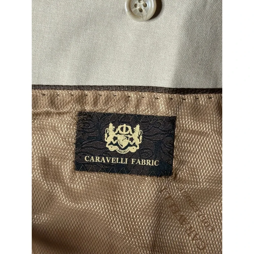 Caravelli Italy Mens Beige Oxford 2B Blazer Superior 150s Sport‎ Coat 44R 54R